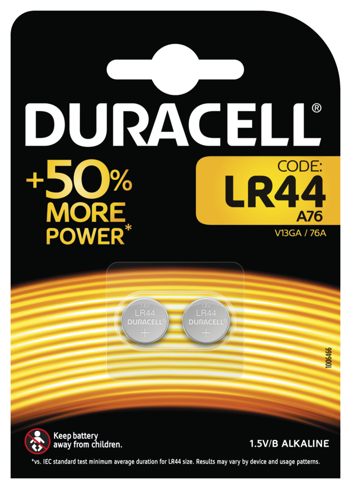 Duracell Electronics LR44 Battery, 2pk