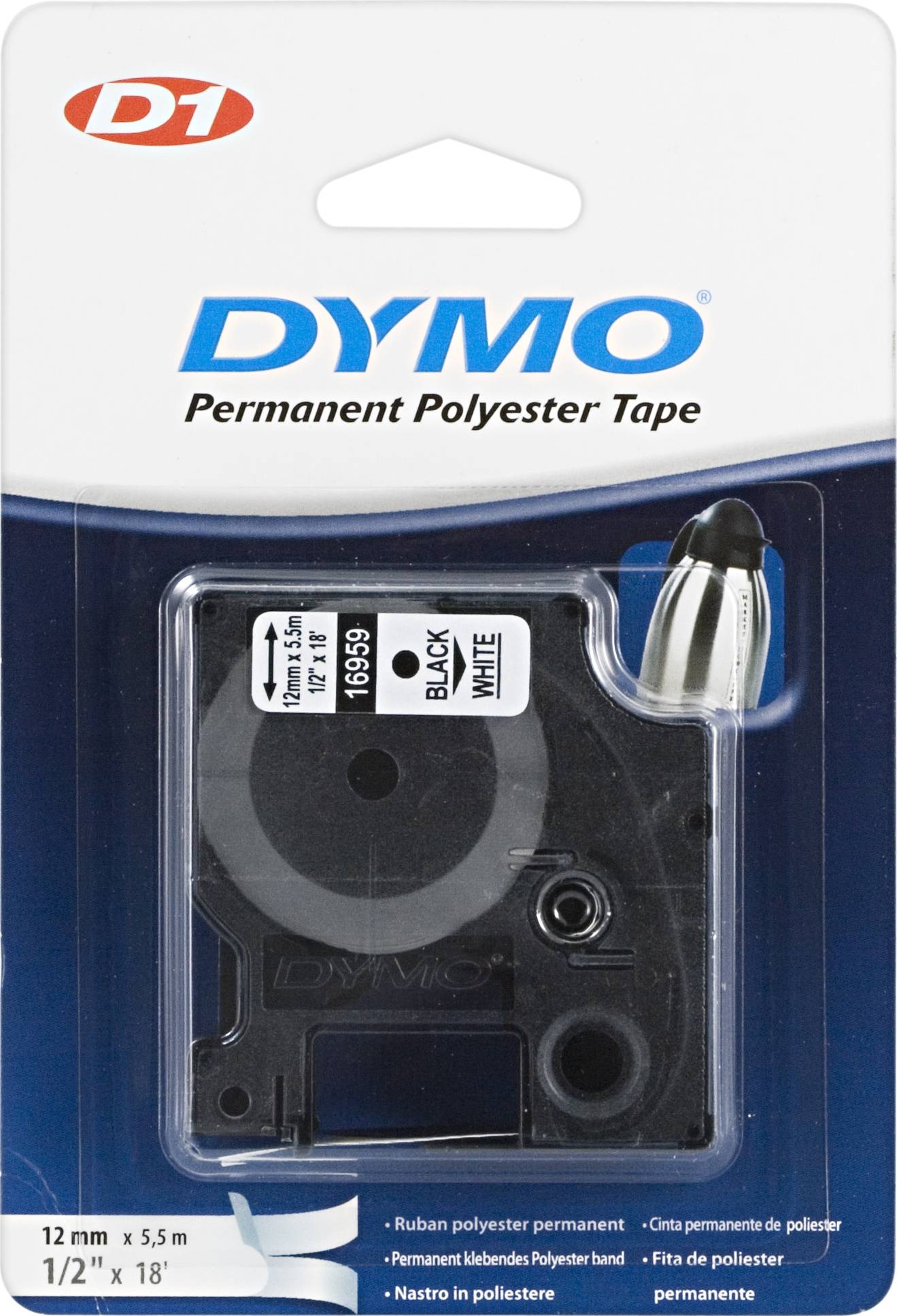 Alternativ bild 1 för Labeltape DYMO® D1 sort på hvid 12mm x 5,5m