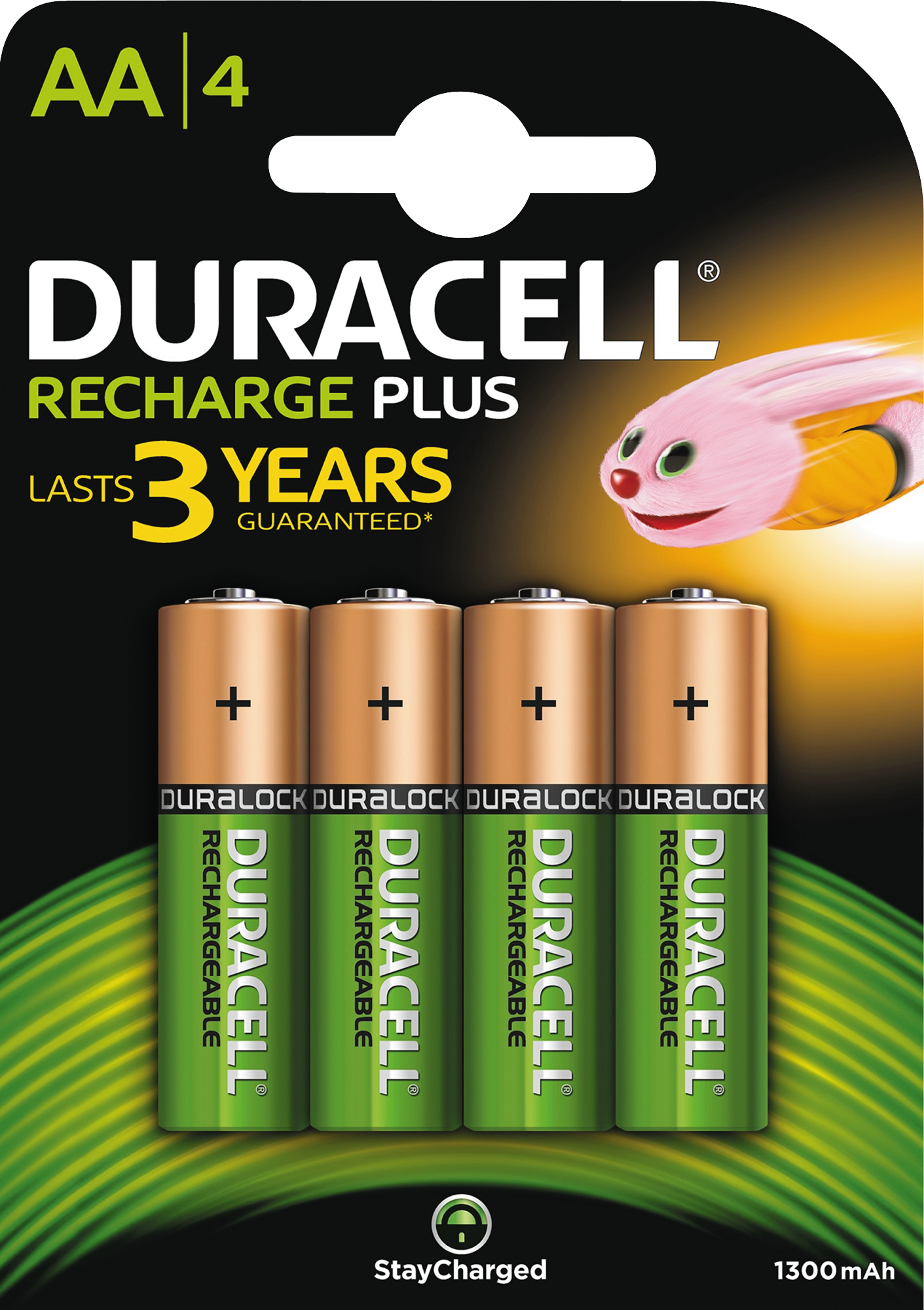 Duracell Recharge Plus AA 1300mAh Batteries, 4pk