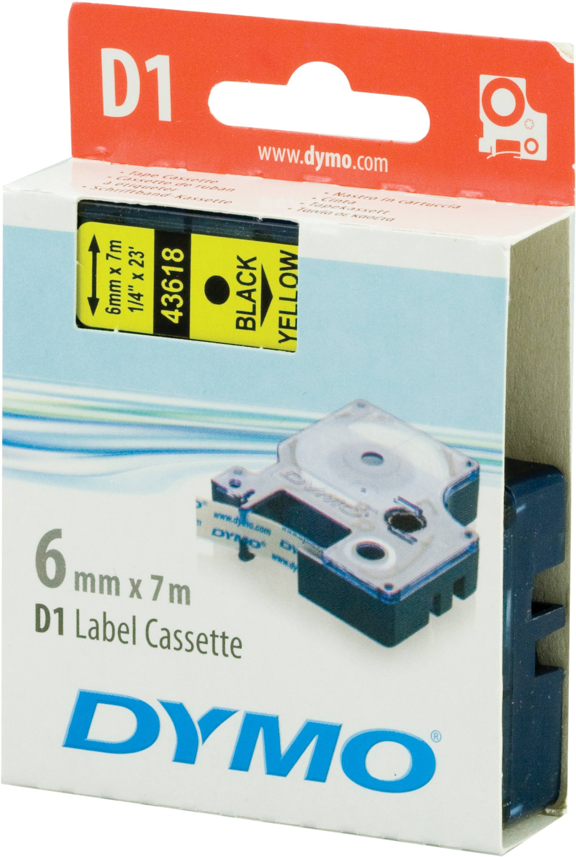 Alternativ bild 1 för Dymo Tape D1 6mm svart på gul
