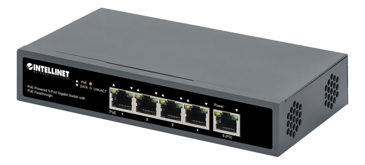 PoE-Powered 5-Port Gigabit Switch with PoE Passthrough