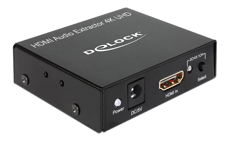 DeLOCK HDMI Stereo/5.1 ljud omvandlare, UltraHD, stereo, S/PDIF, svart