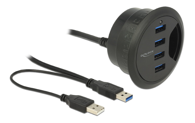 Alternativ bild 1 för DeLock In-Desk Hub - Hub - 4 x SuperSpeed USB 3.0 - skrivbord