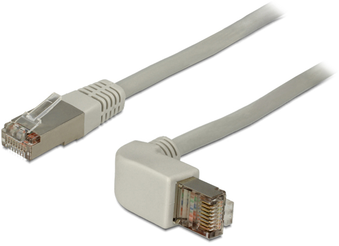 Delock Network cable RJ45 Cat.6A S/FTP upwards angled / straight 2 m