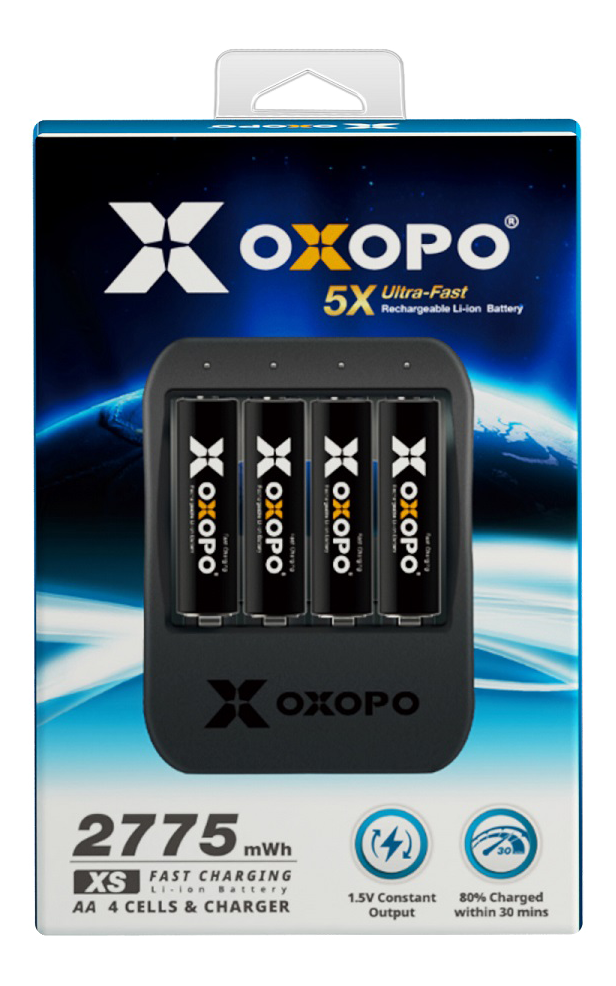 OXOPO Li-Ion 4xAA Battery 1850mAh w/charger