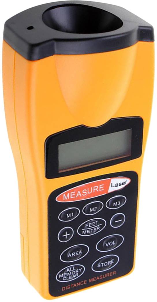 Distansmätare med ultraljud, mäter distans, volym/area, orange/svart