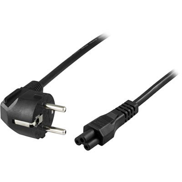 Produktfoto för DELTACO - Strömkabel - power CEE 7/7 (hane) vinklad till IEC 60320 C5 rak - AC 250 V - 2.5 A - 20 cm - svart