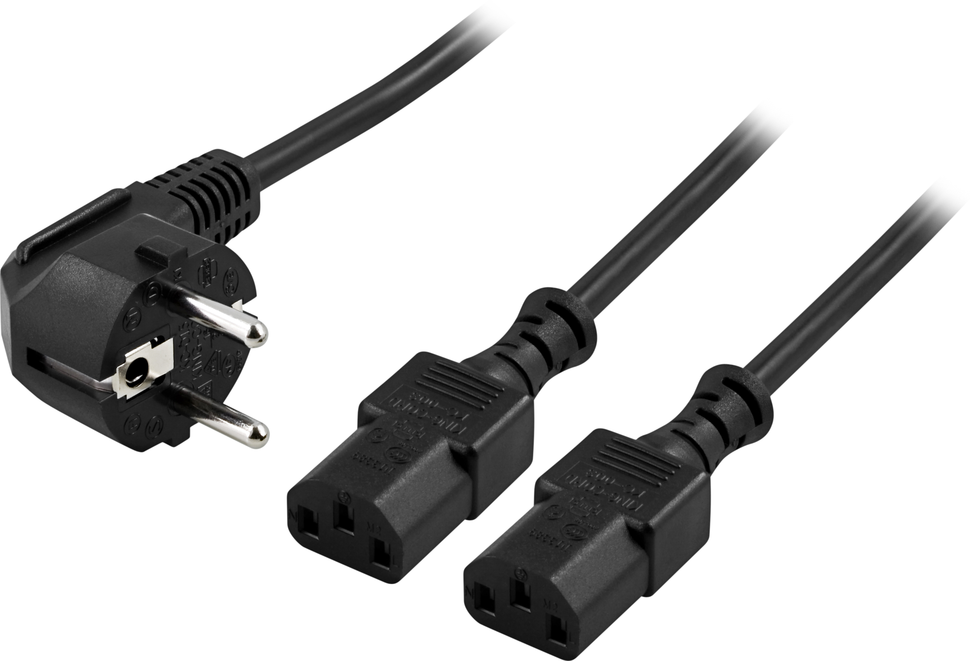 DELTACO apparat-Y-kabel för vägg, skärm PC, CEE 7/7 - 2xIEC C13,