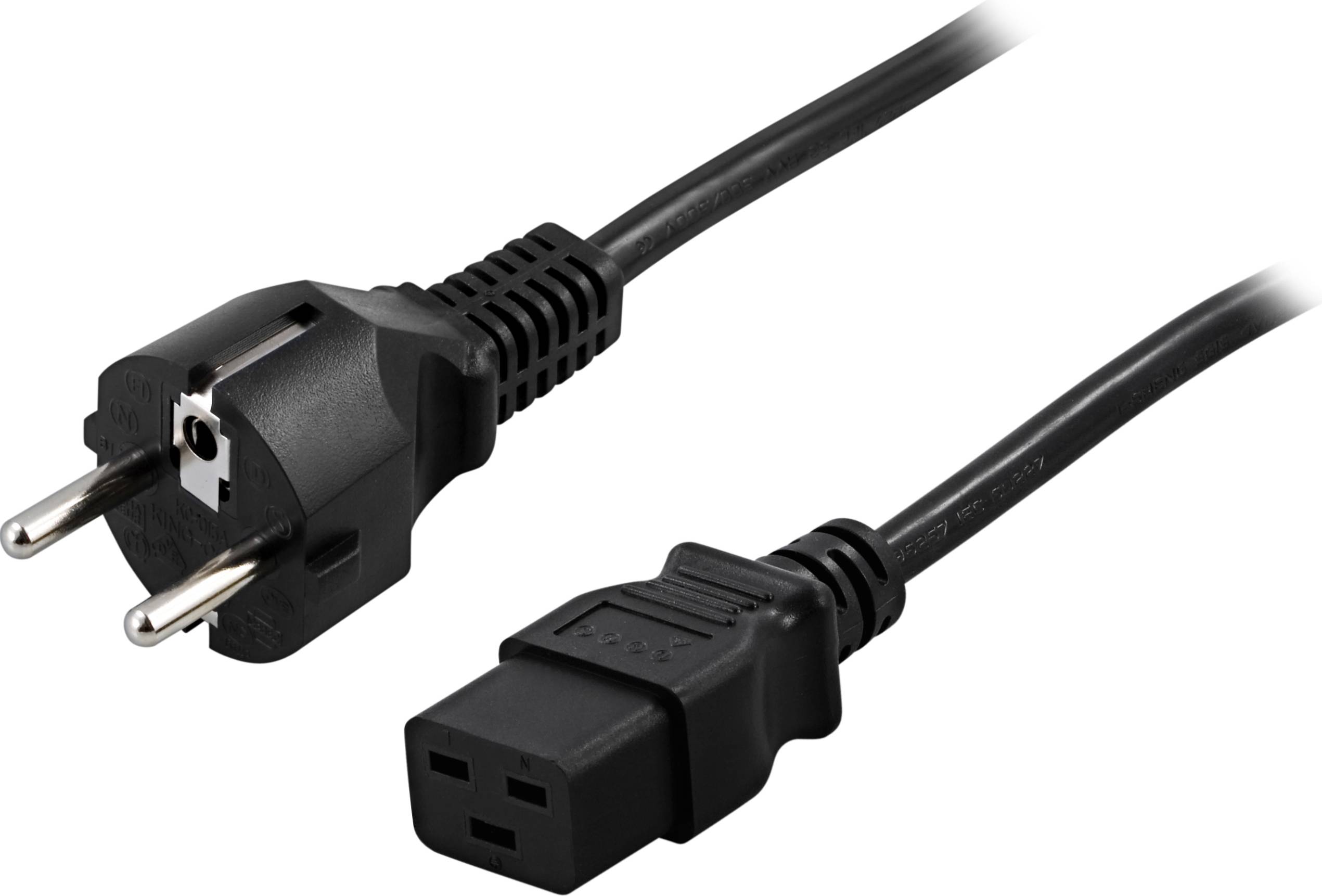 Alternativ bild 1 för Deltaco Del-109ta 1m Power Cee 7/7 Hane Ström Iec 60320 C19