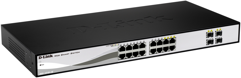 D-Link switch, 16x10/100/1000Mbps, Layer2, 4xSFP