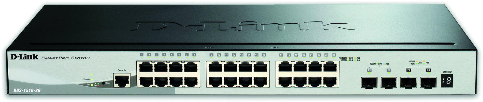 D-Link Gigabit SmartPro switch, 24xRJ45, 4x10G SFP+, metall, 1U, 19"