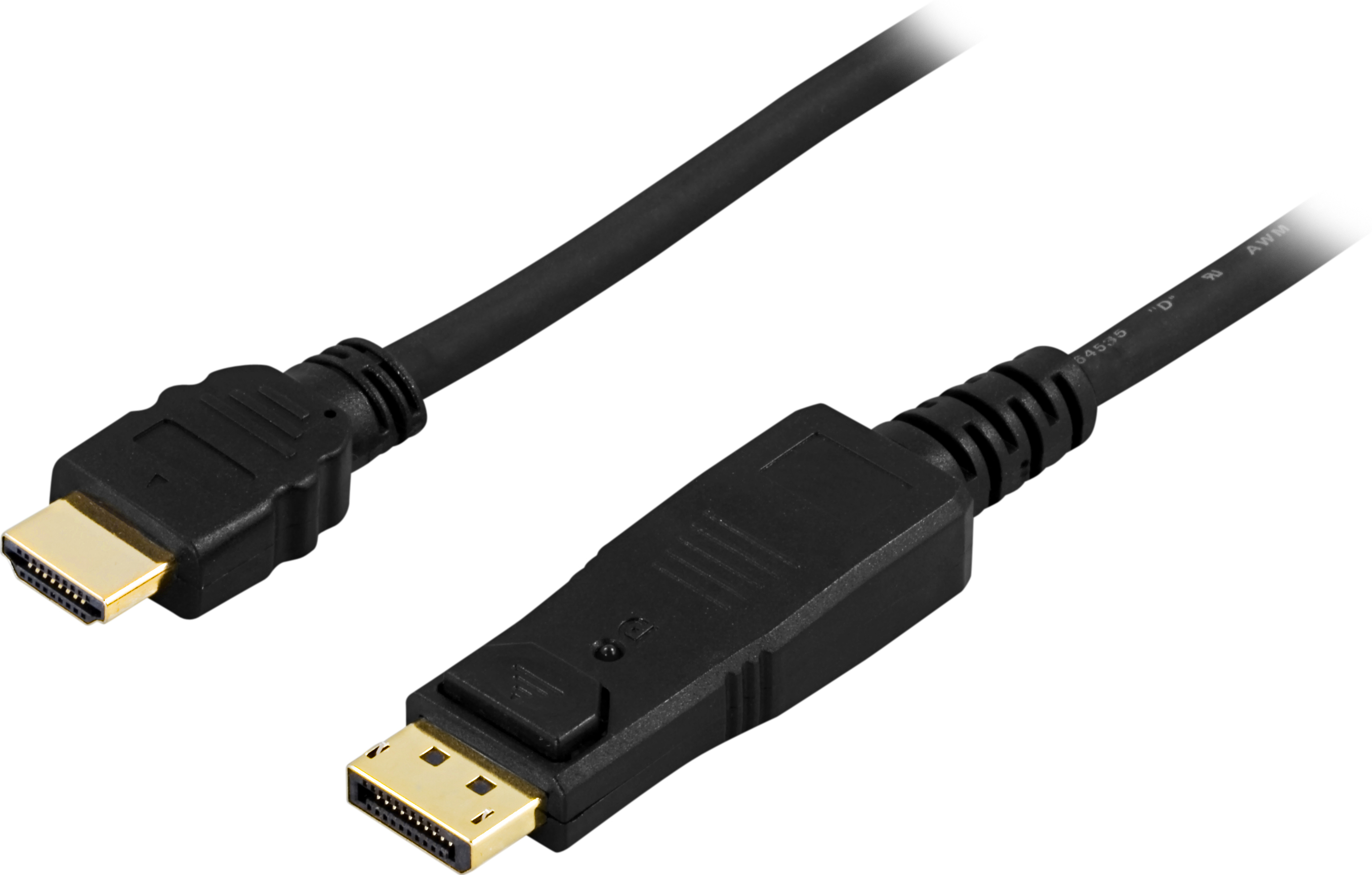 DELTACO DisplayPort till HDMI monitorkabel, 20-pin ha - ha 1m, svart