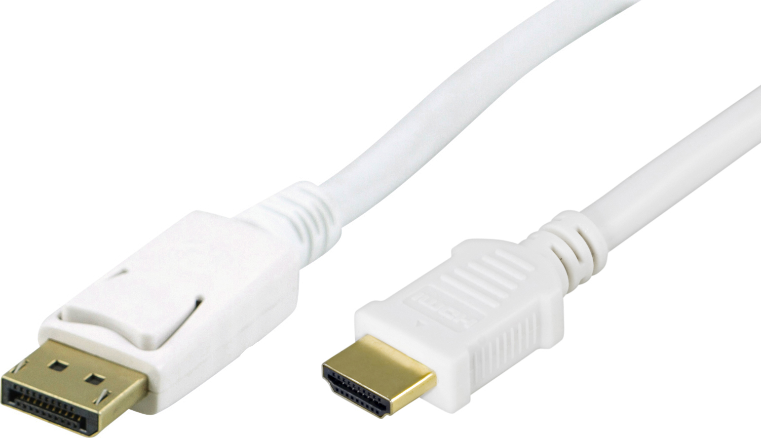 DELTACO DisplayPort till HDMI monitorkabel, 20-pin ha - ha 1m, vit