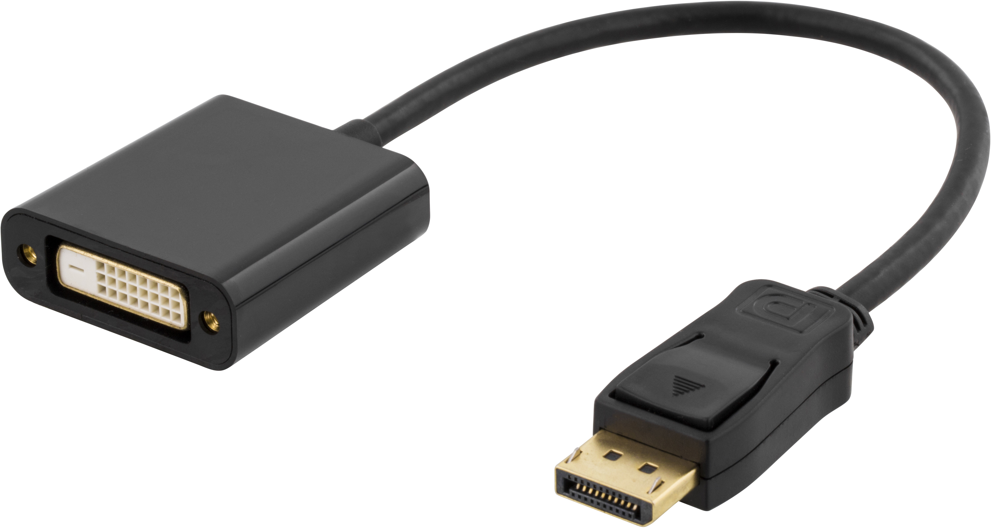 DELTACO DisplayPort till DVI-D Single Link adapter, ha-ho, svart, 0.2m