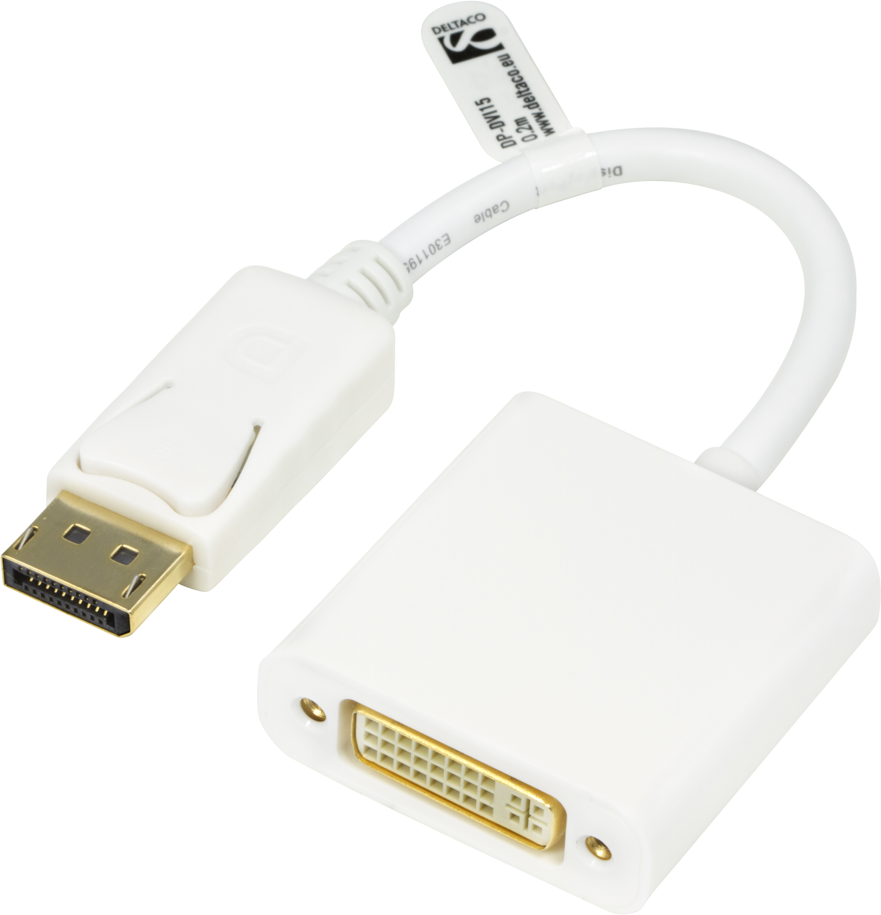 DELTACO DisplayPort till DVI-D singlelink adapter, Full HD i 60Hz,