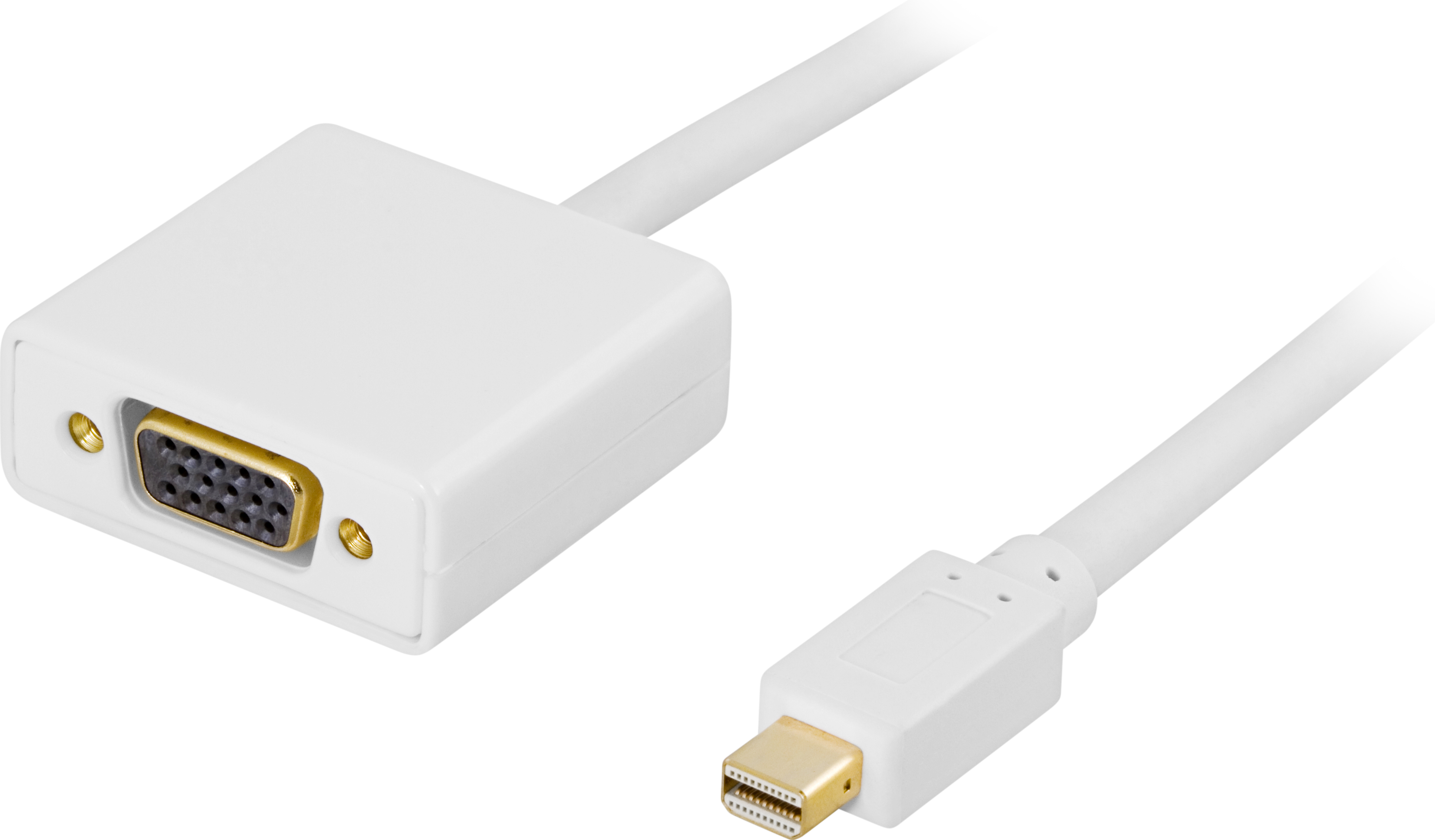 DELTACO mini DisplayPort till VGA(HD15) kabel, ha-ho, 1m, vit