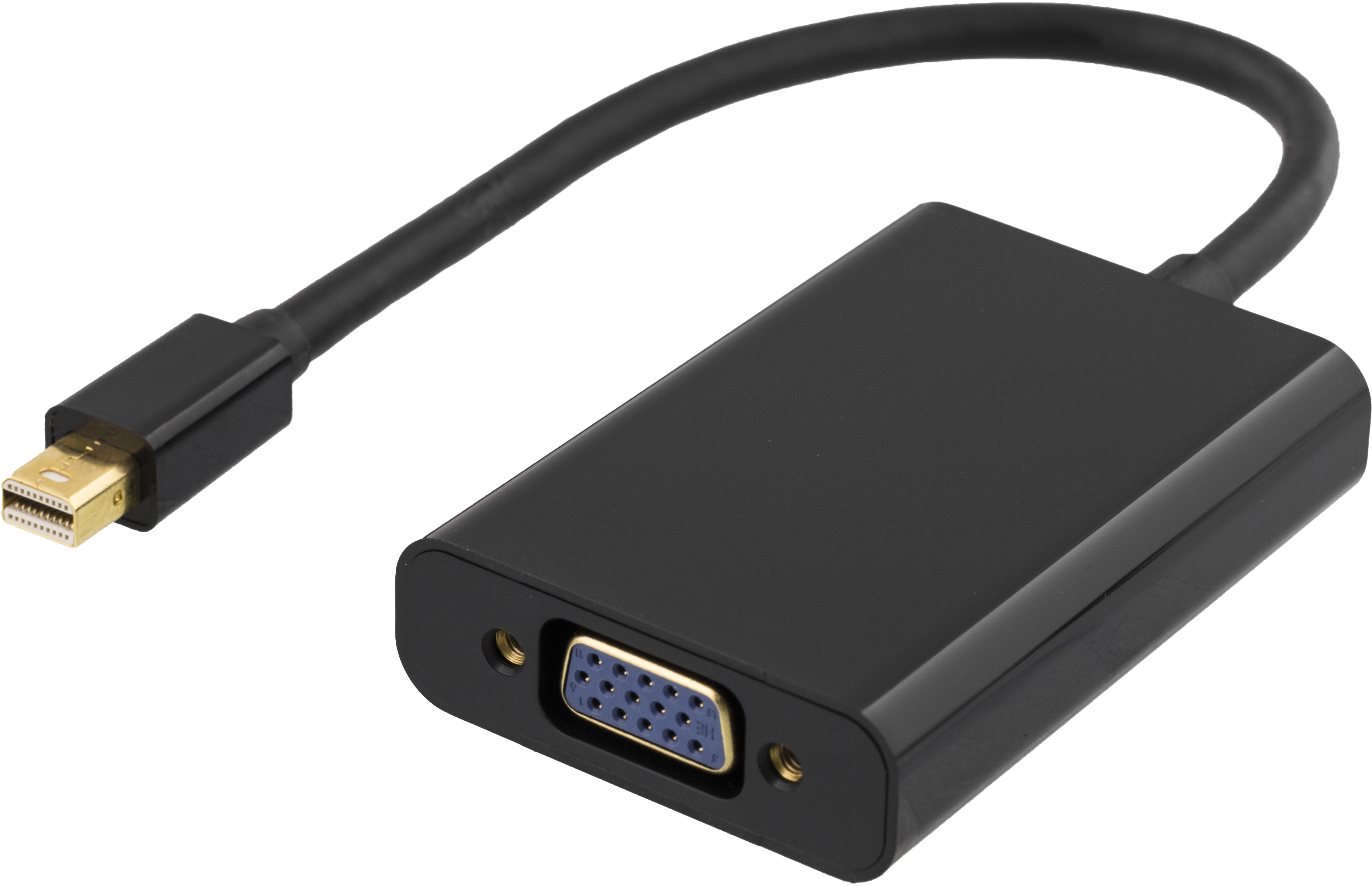 DELTACO mini DisplayPort till VGA-adapter med ljud, Full HD i 60Hz,