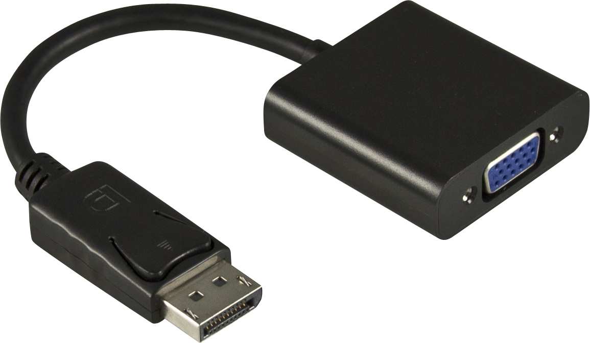 DELTACO DisplayPort till VGA-adapter, Full HD i 60Hz, svart, 0,2m,