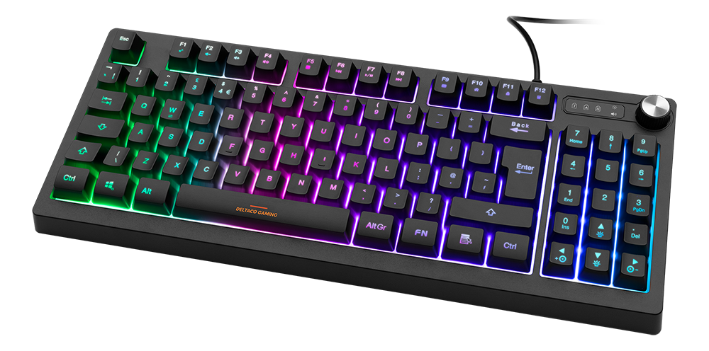 DELTACO GAMING TKL membrane gaming keyboard, RGB, UK layout, bla