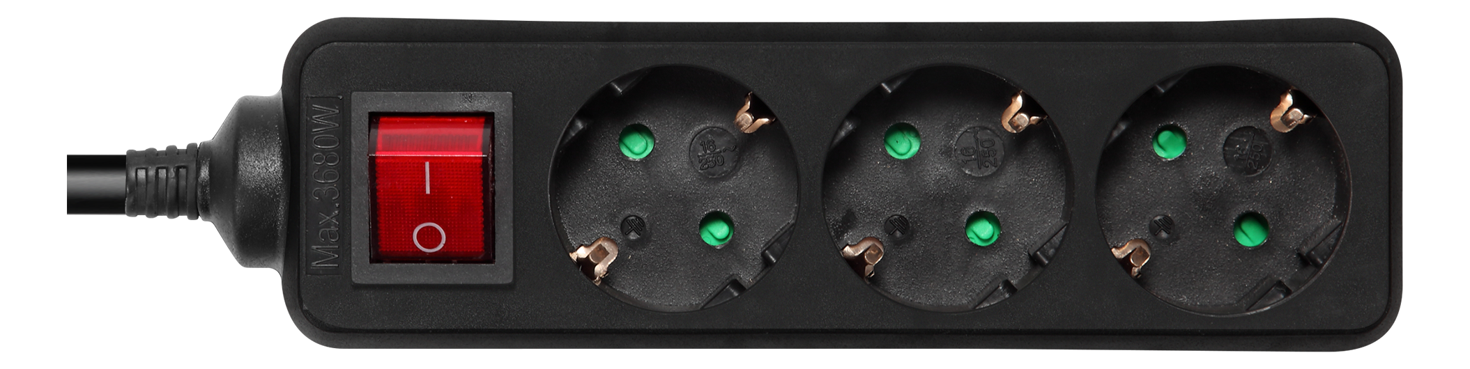 DELTACO outlet 3xCEE 7/3 1xCEE 7/7 switch 1,5m black