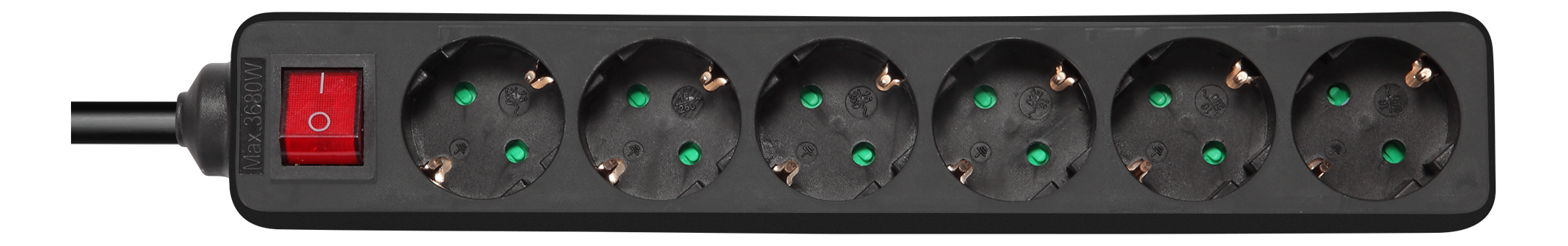 DELTACO outlet 6xCEE 7/3 1xCEE 7/7 switch 1,5m black