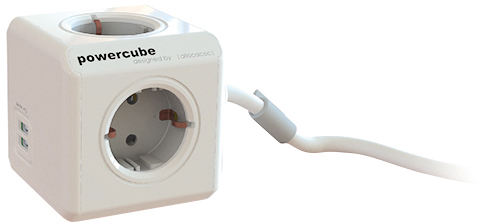 PowerCube Extended 4 uttag, 2 USB 1,5,m , Grå