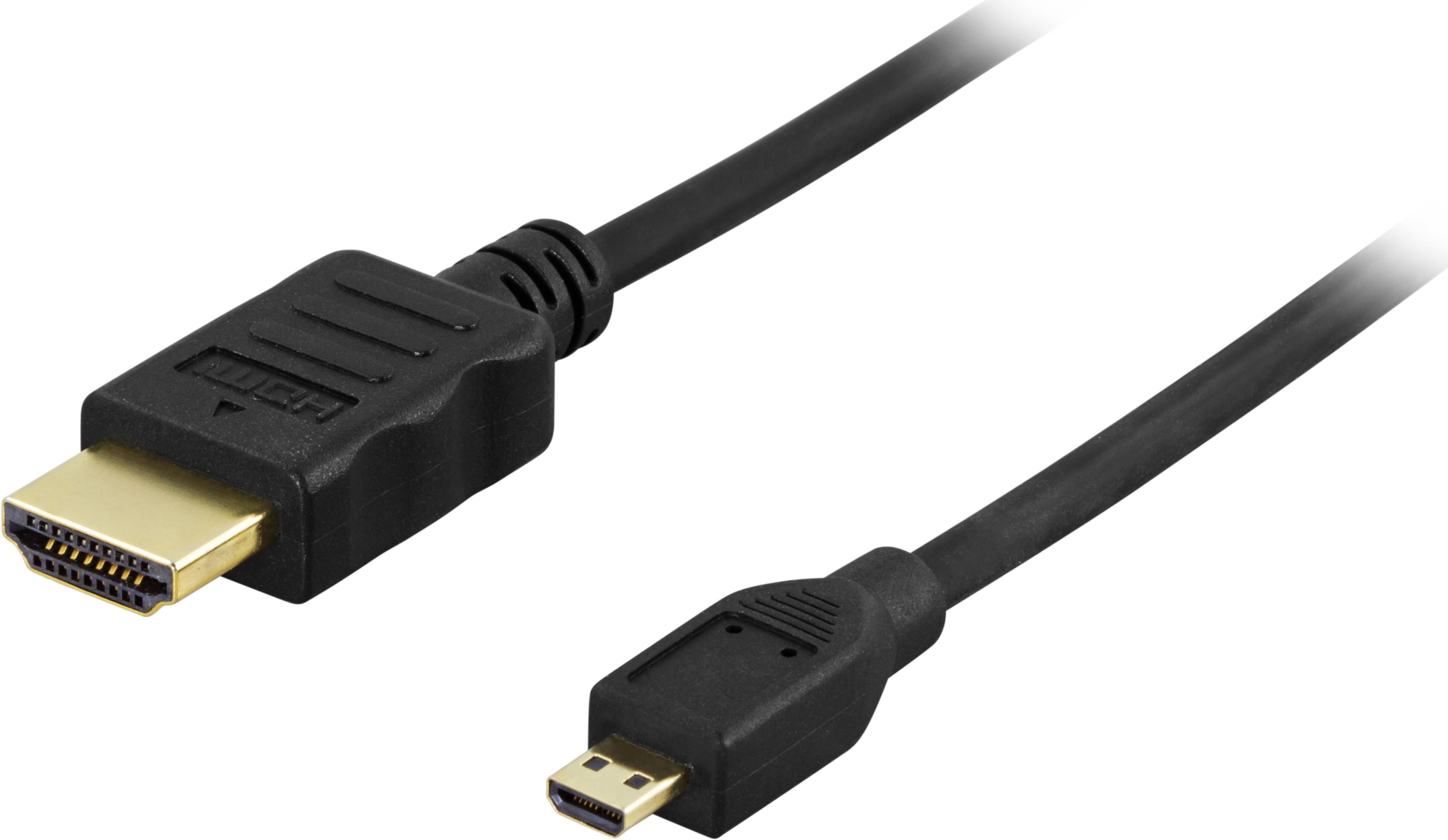 Alternativ bild 1 för DELTACO HDMI-1023 - HDMI-kabel med Ethernet - mikro-HDMI hane till HDMI hane - 2 m - svart