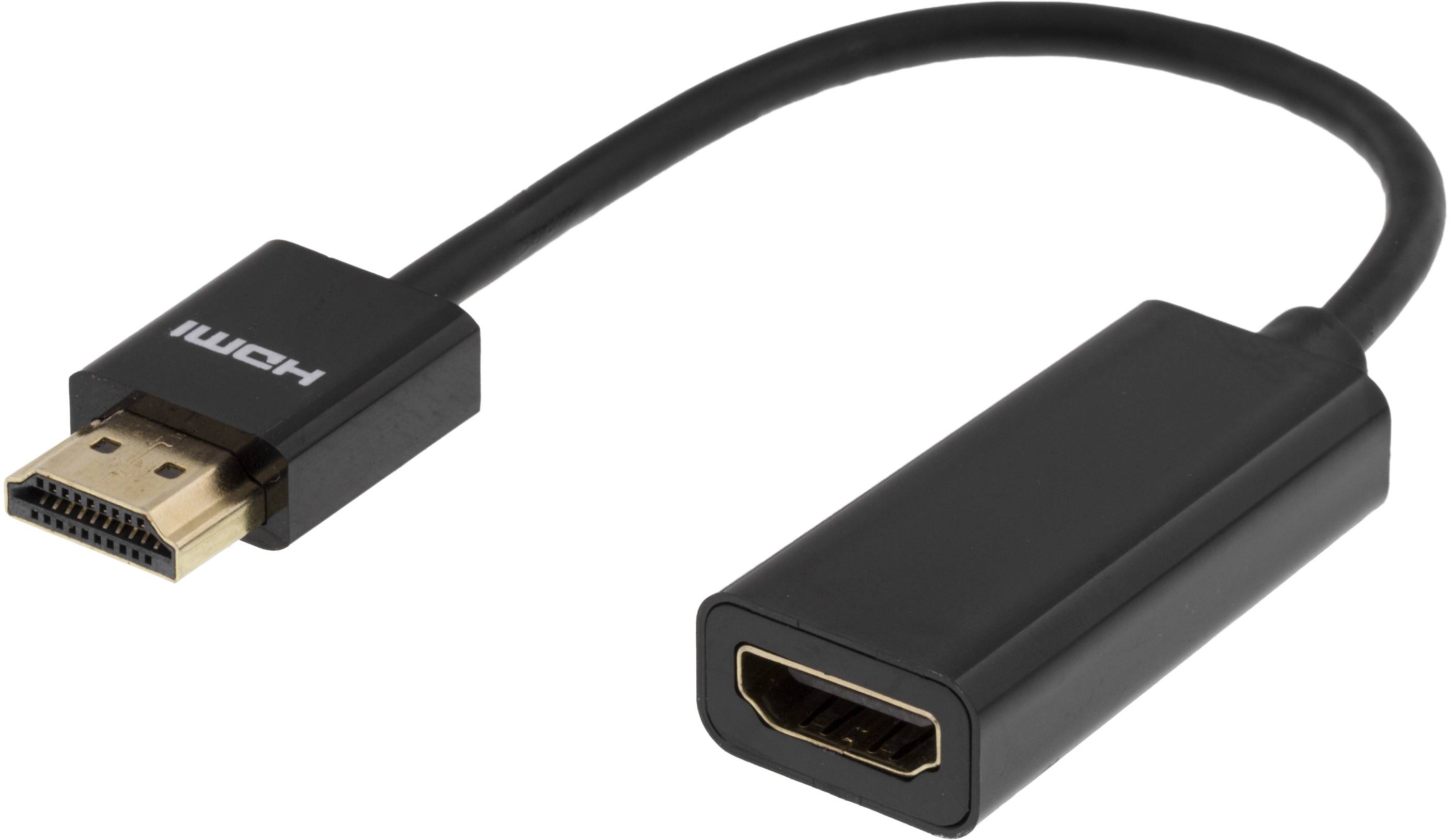 DELTACO tunn HDMI-kabel, 19-pin ha-19-pin ho, 10cm, svart