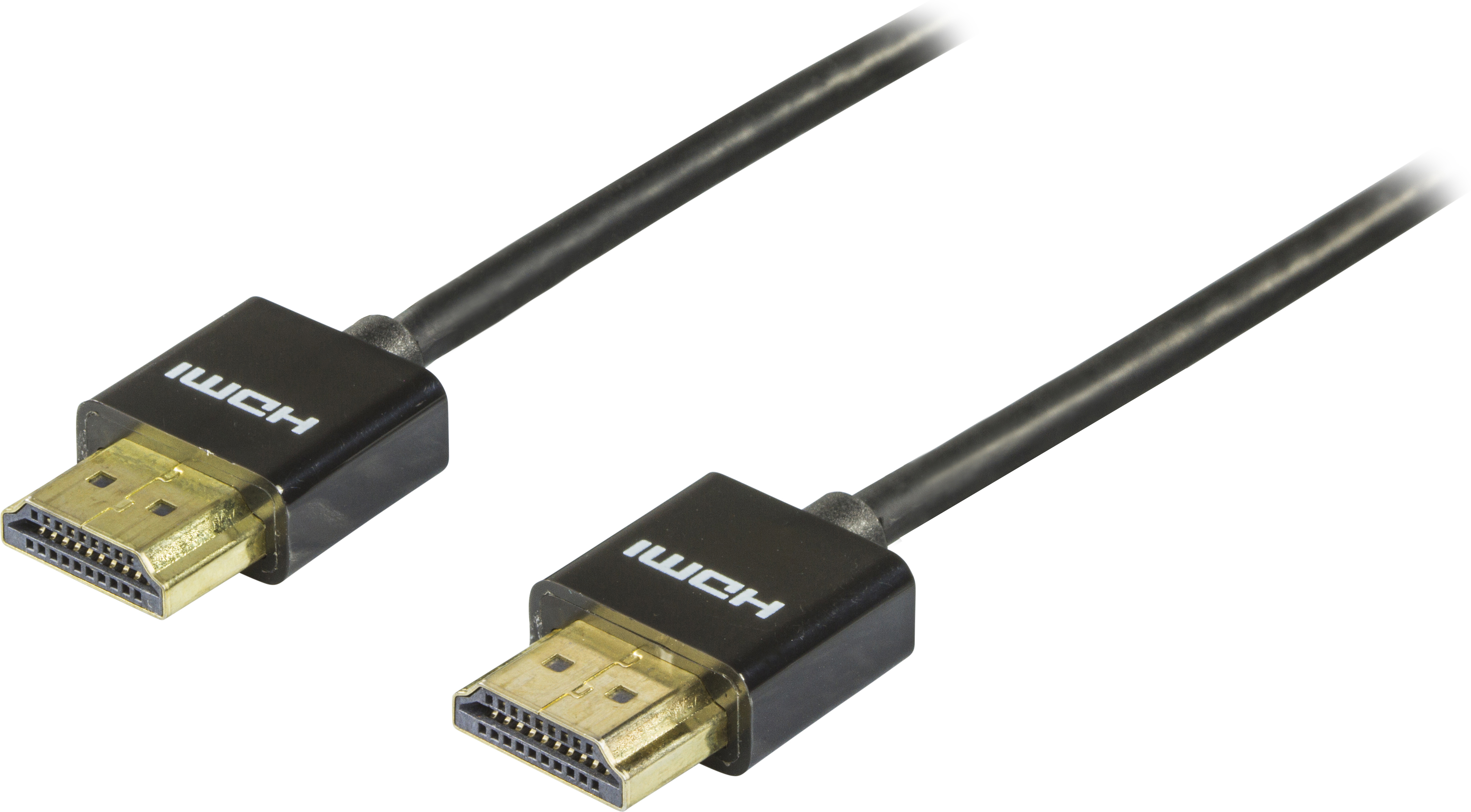 DELTACO tunn HDMI kabel, HDMI High Speed with Ethernet, 1m, svart