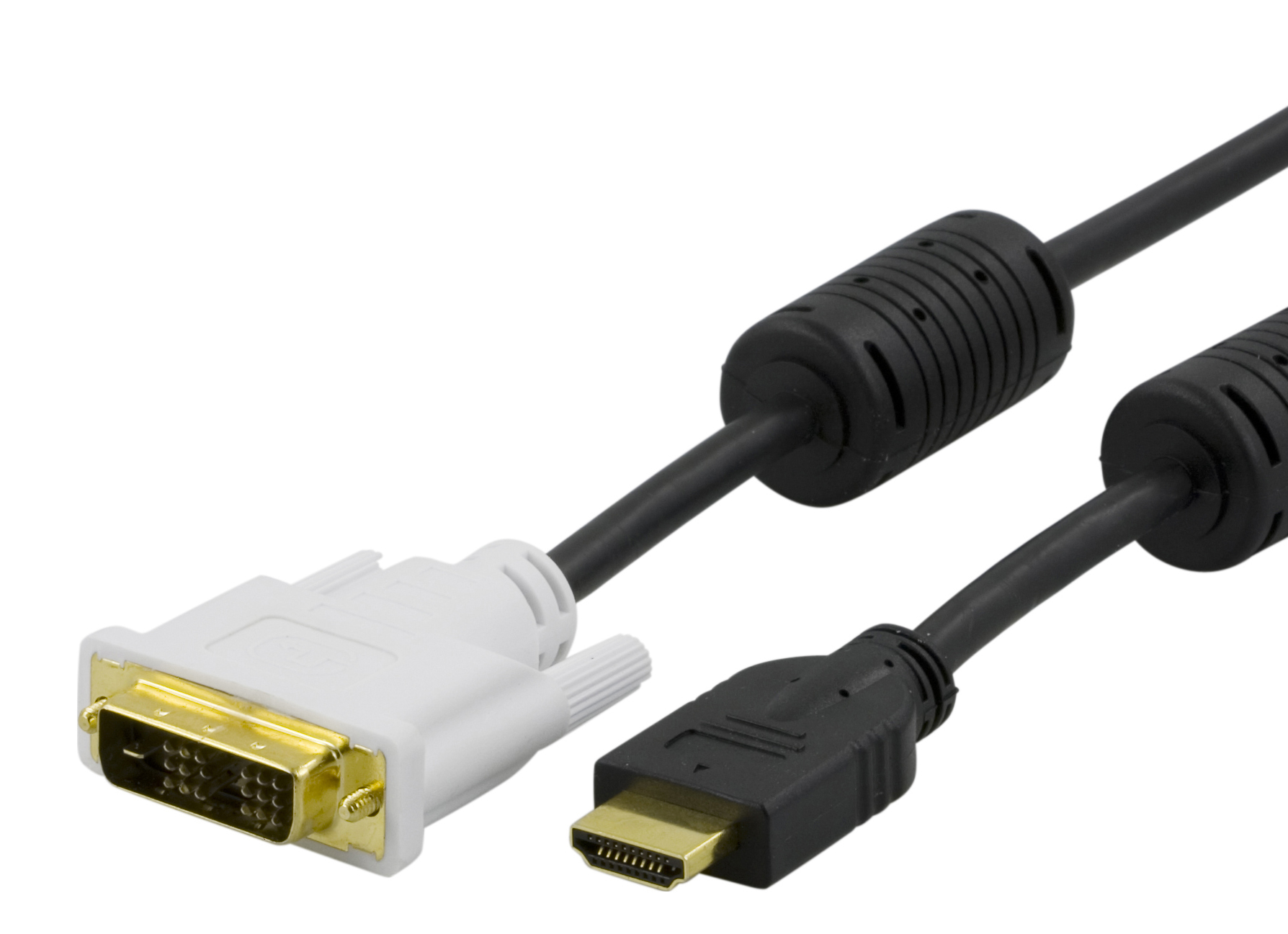 DELTACO HDMI till DVI-kabel, Full HD i 60Hz, 1m, svart/vit