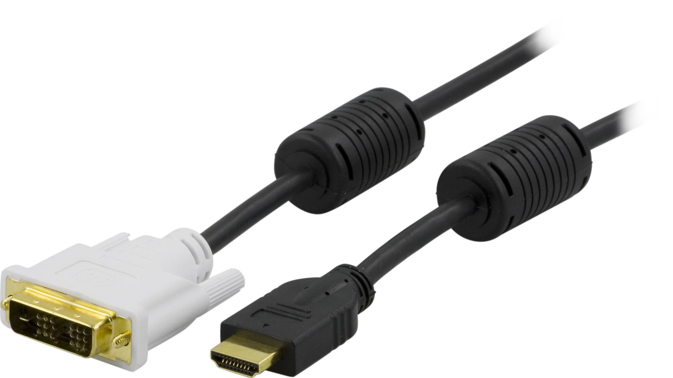 Alternativ bild 1 för DELTACO HDMI hane till DVI-D hane, 3m, svart/vit