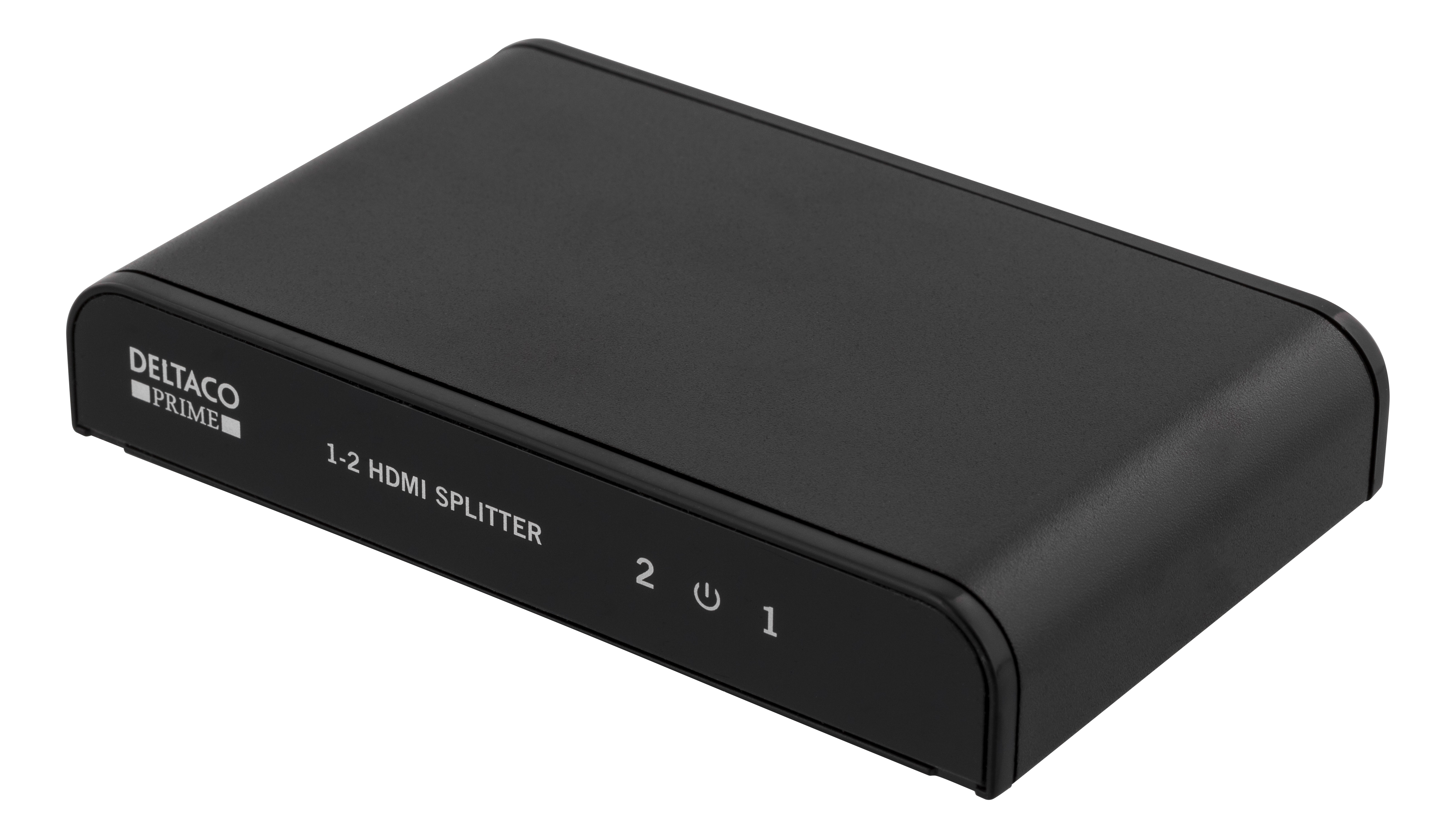 DELTACO PRIME HDMI-splitter, 1in, 2 ut, HDMI 2.0, 4K, UHD, svart