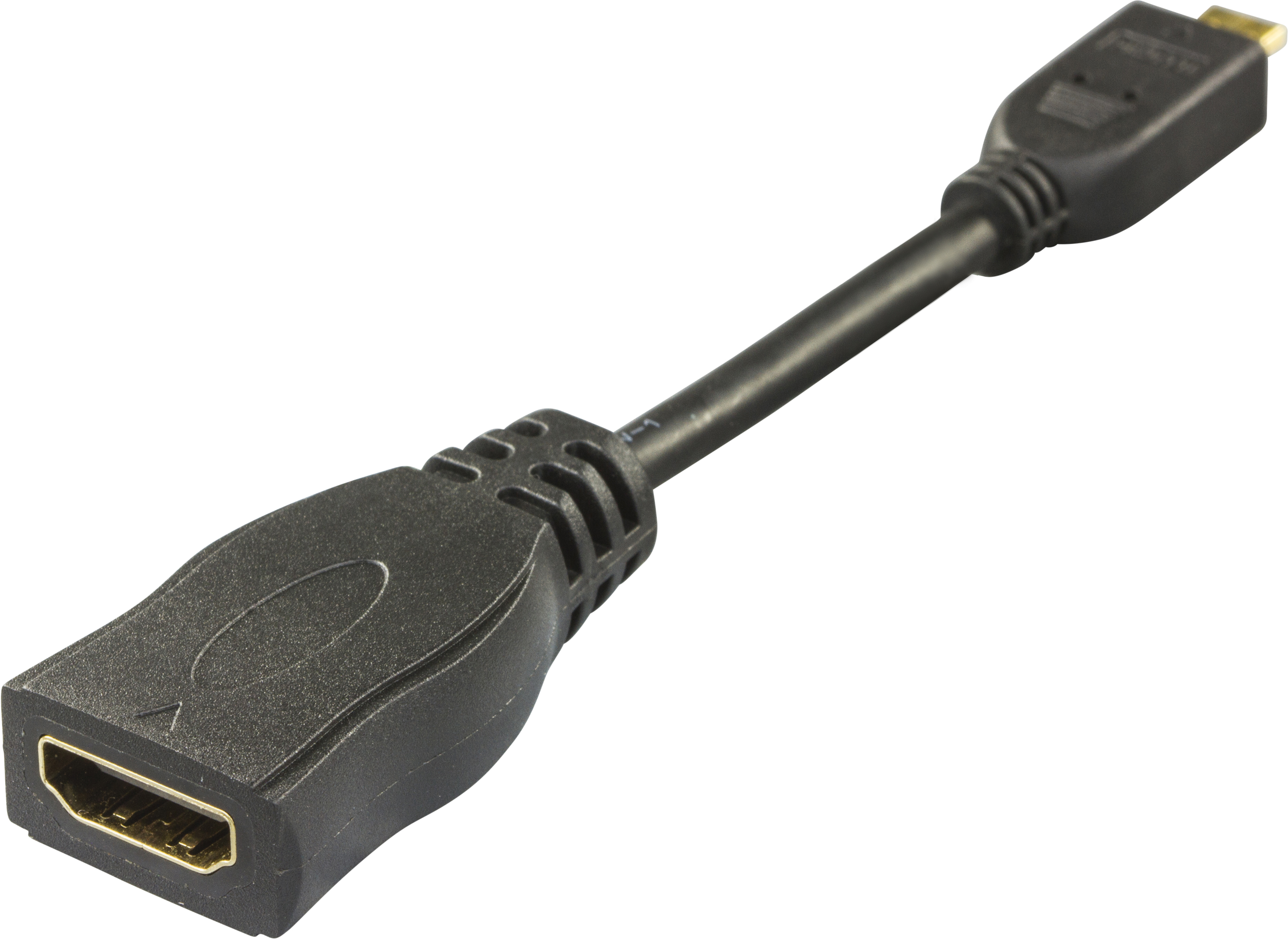 DELTACO HDMI High Speed adapter, Micro HDMI ha - HDMI ho, 0,1m, svart