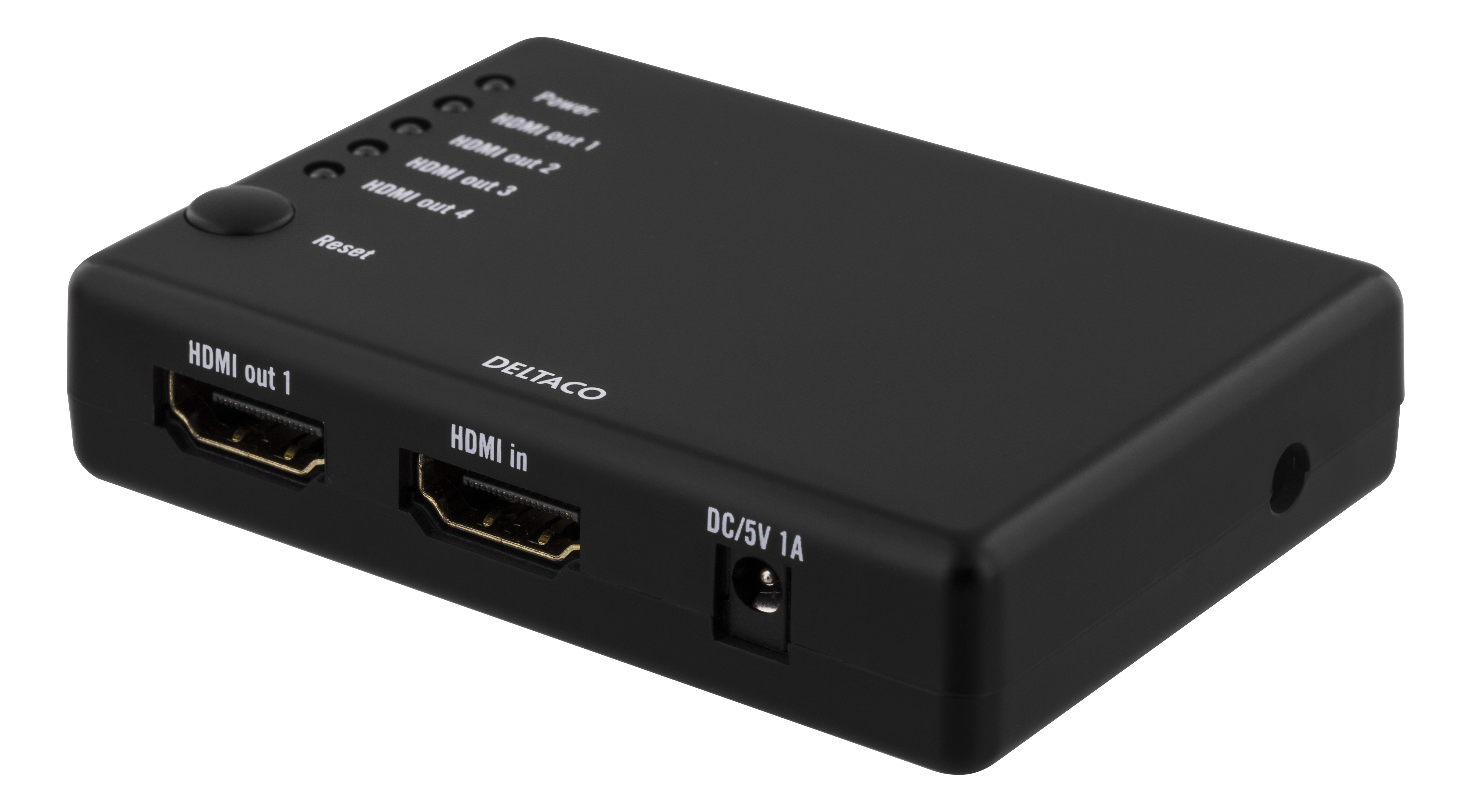 DELTACO HDMI splitter, 1x HDMI in, 4x HDMI ut, 6,75 Gbit/s, svart | | AlltMobil