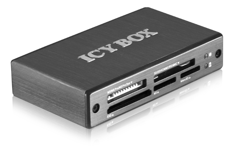 ICY BOX Extern USB 3.0 minneskortsläsare, 6-in-1, grå