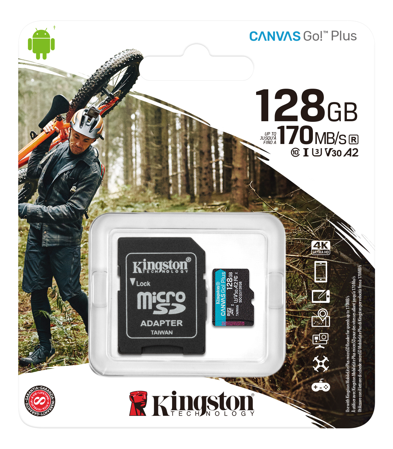 Alternativ bild 1 för Kingston microSDXC Canvas Go Plus - 128GB / Class10 / UHS-1 / 170MB/s