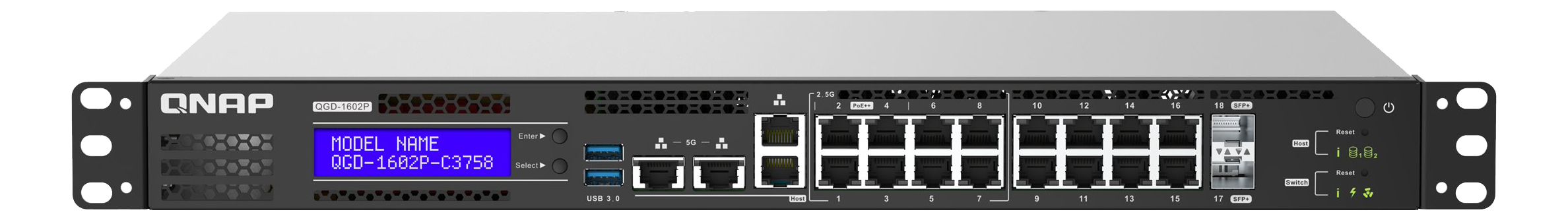 QNAP QGD-1602P-C3758: 8 2.5GbE PoE ports(4 port IEEE 803.3bt PoE++