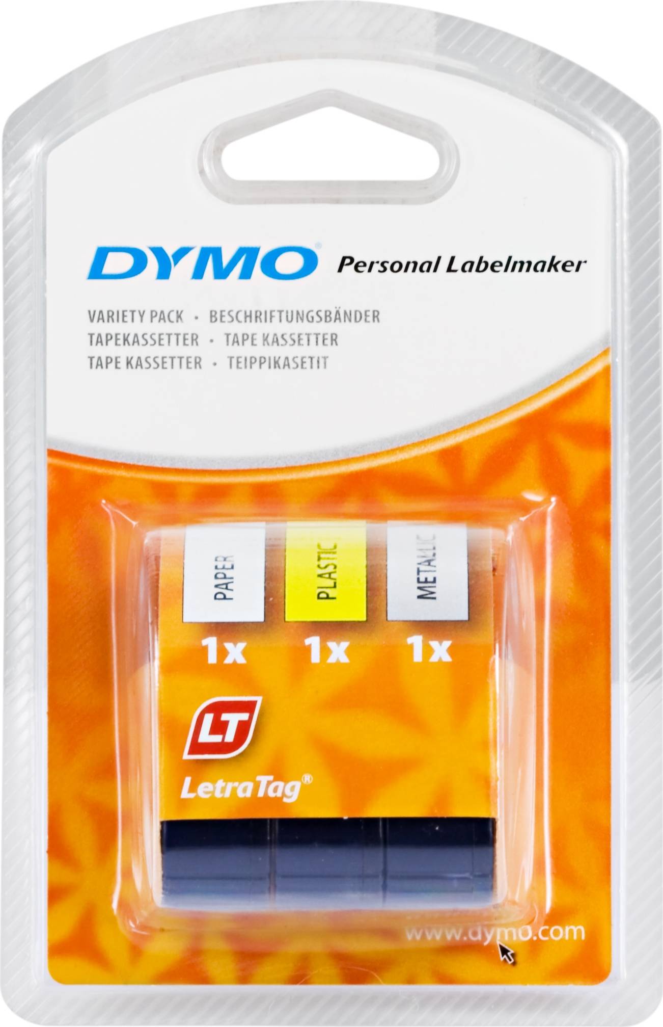 DYMO LetraTAG plasttejp, 3-pack gul/silver/vit, 12mm, 4m (91241) | Dator - Skrivare - Etikettskrivare - Etiketter & Refill | AlltMobil