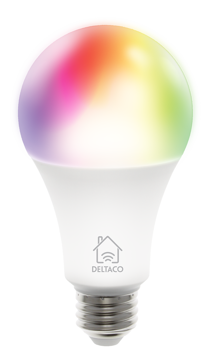 DELTACO SMART HOME RGB LED-lampa, E27, WiFI, 9W, 16milj färger, vit