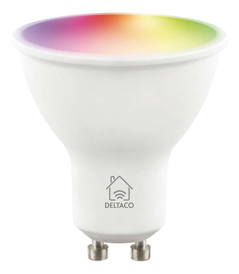 DELTACO SMART HOME LED-lampa, GU10, WiFI, 5W, RGB, dimbar, vit