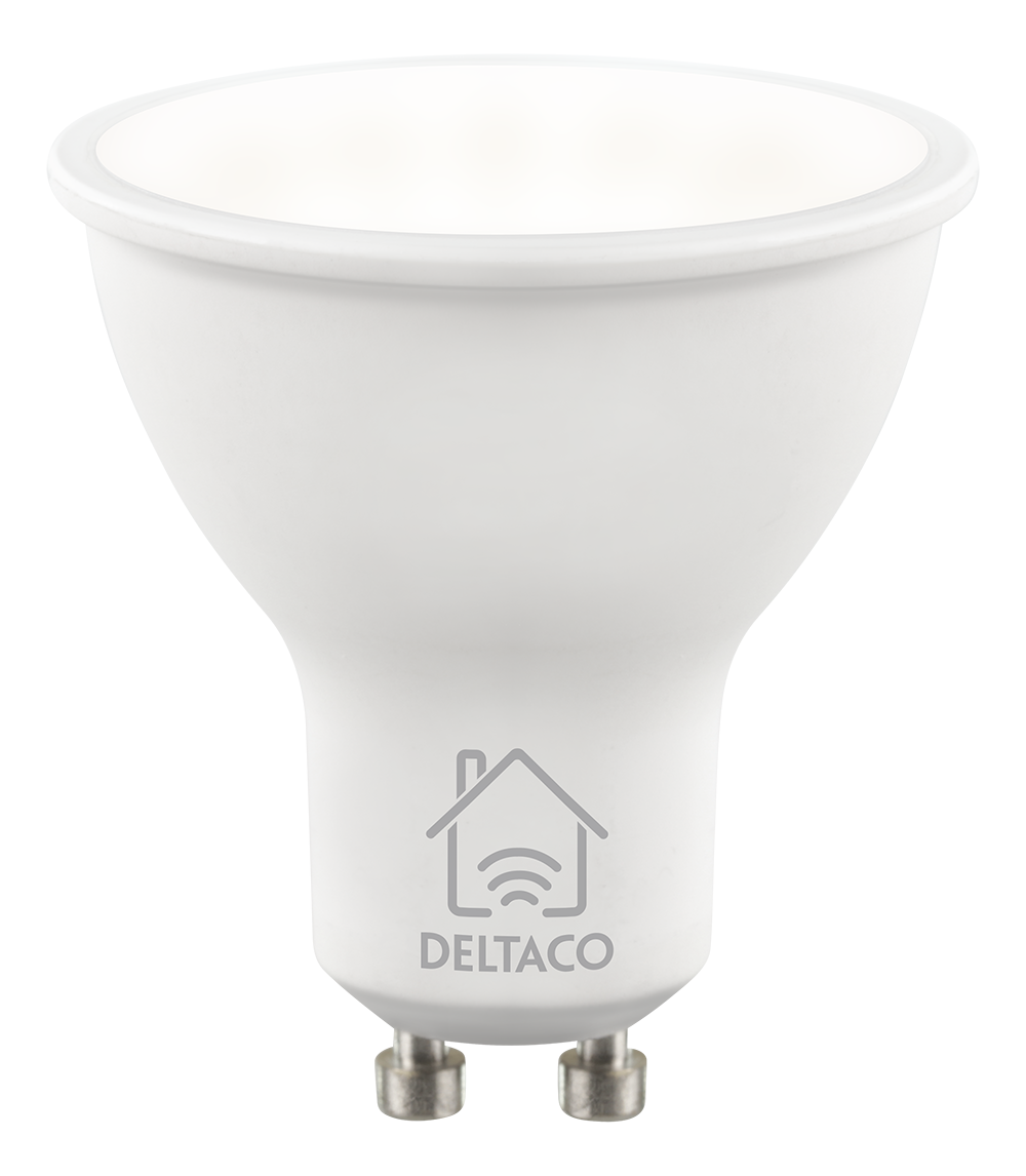 DELTACO SMART HOME LED-lampa, GU10, WiFI, 5W, 2700K-6500K, dimbar, vit