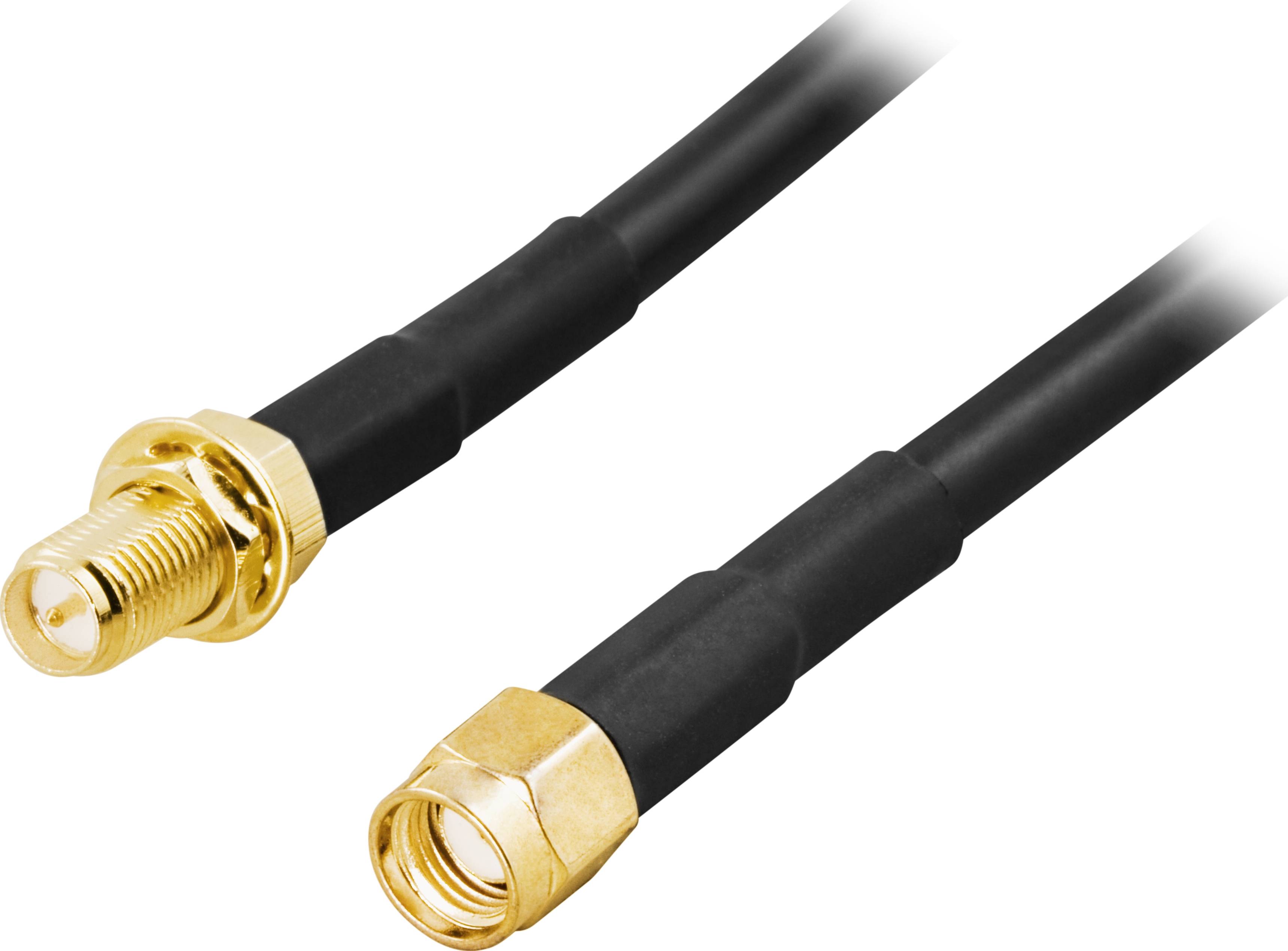 DELTACO antennkabel, RP-SMA hane - RP-SMA hona, 3m