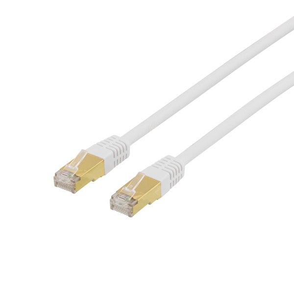 DELTACO S/FTP Cat7 patchkabel med RJ45, 0,3m, 600MHz, LSZH, vit