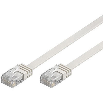 DELTACO U/UTP Cat6 patchkabel, flat, 10m, 250MHz, vit