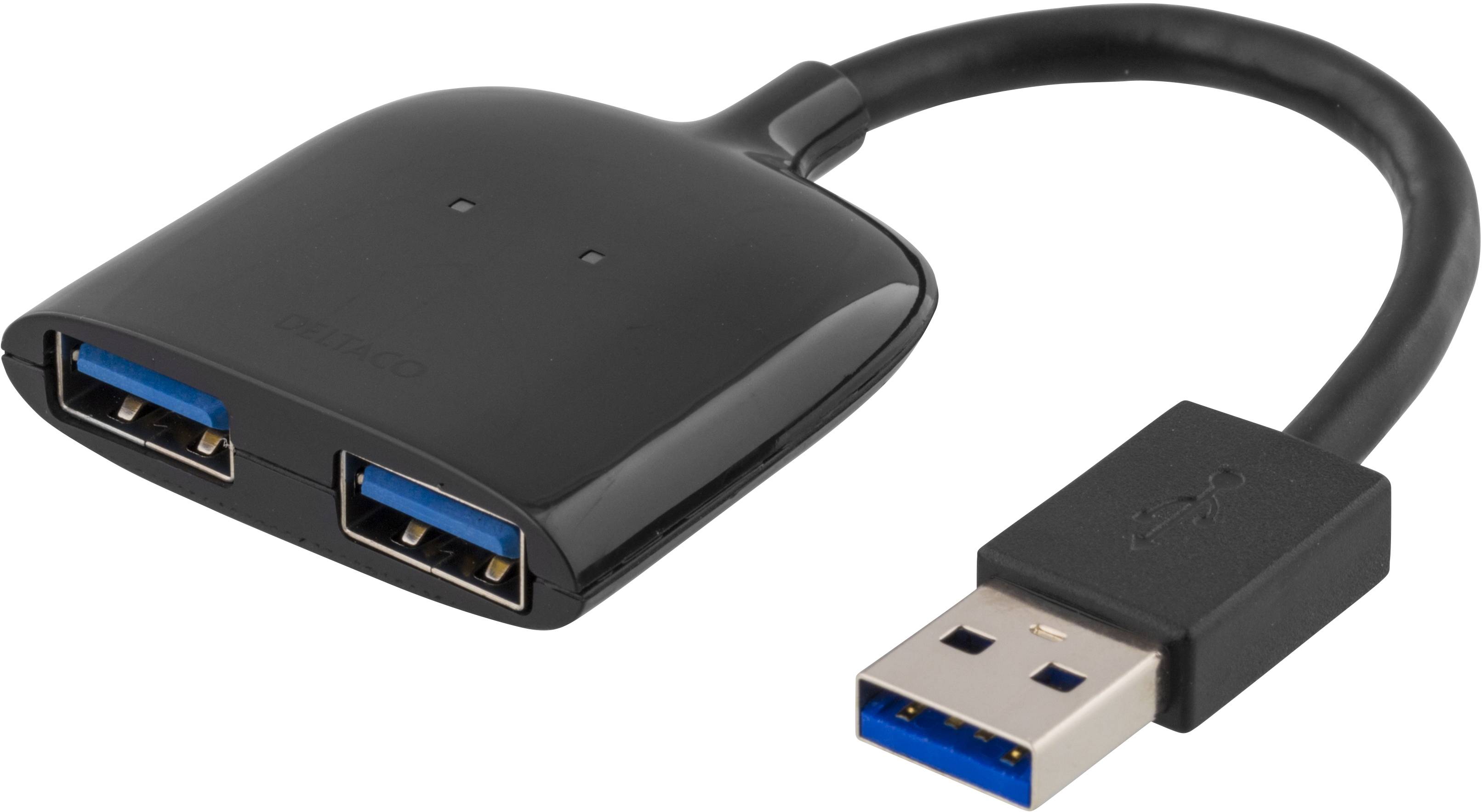 DELTACO PRIME USB 3.1 Gen 1 hubb, 2xTyp A portar, svart