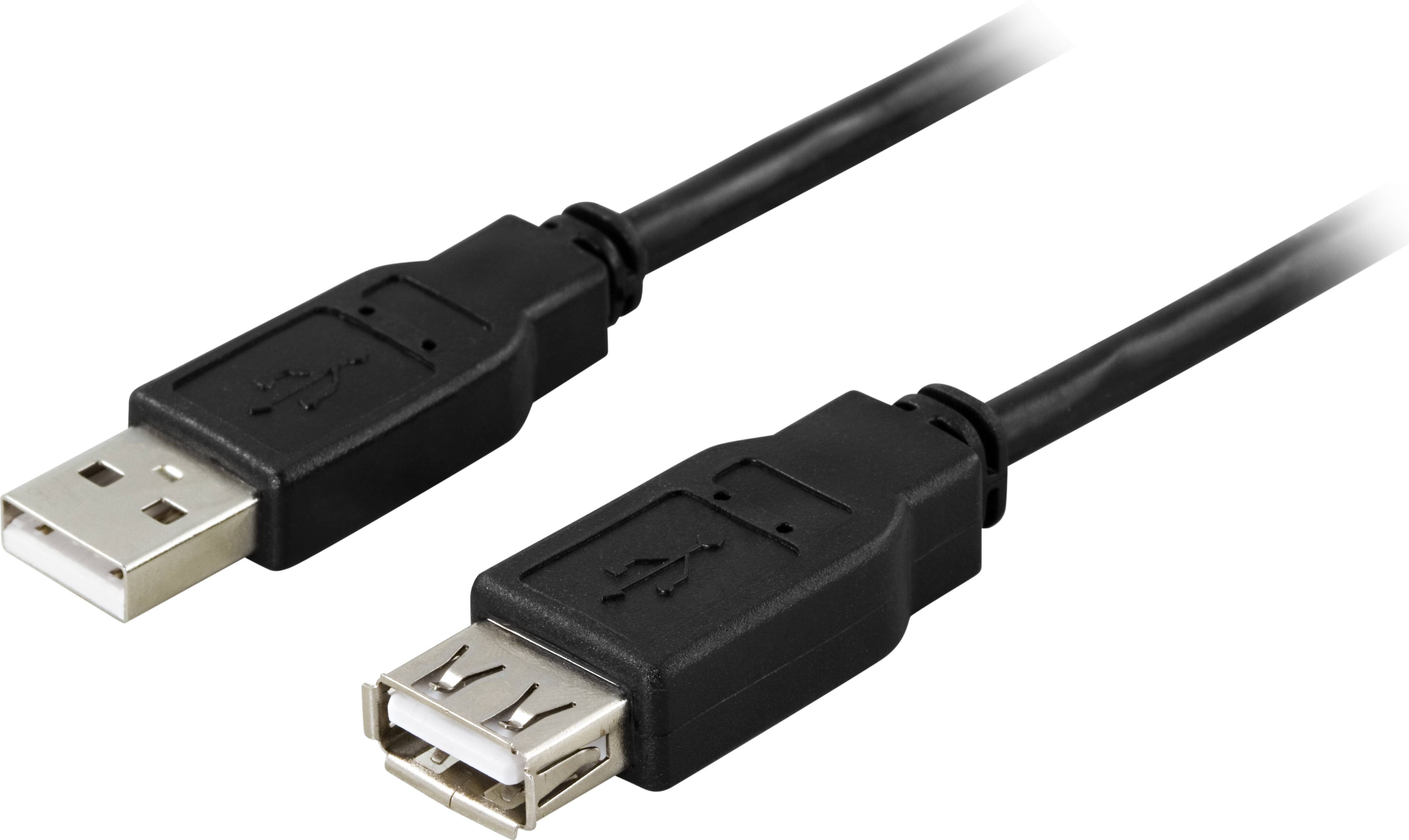 DELTACO USB 2.0 kabel Typ A hane - Typ A hona 5m, svart