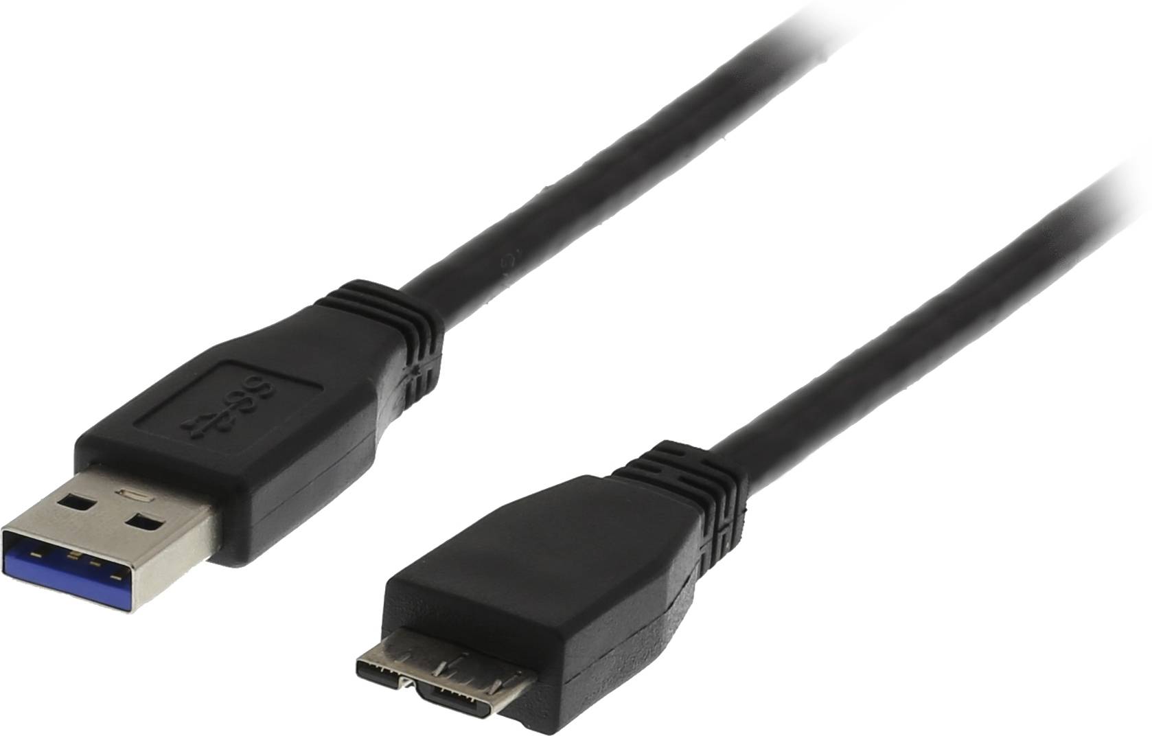 DELTACO USB 3.0 kabel, Typ A hane - Typ Micro B hane, 2m, svart