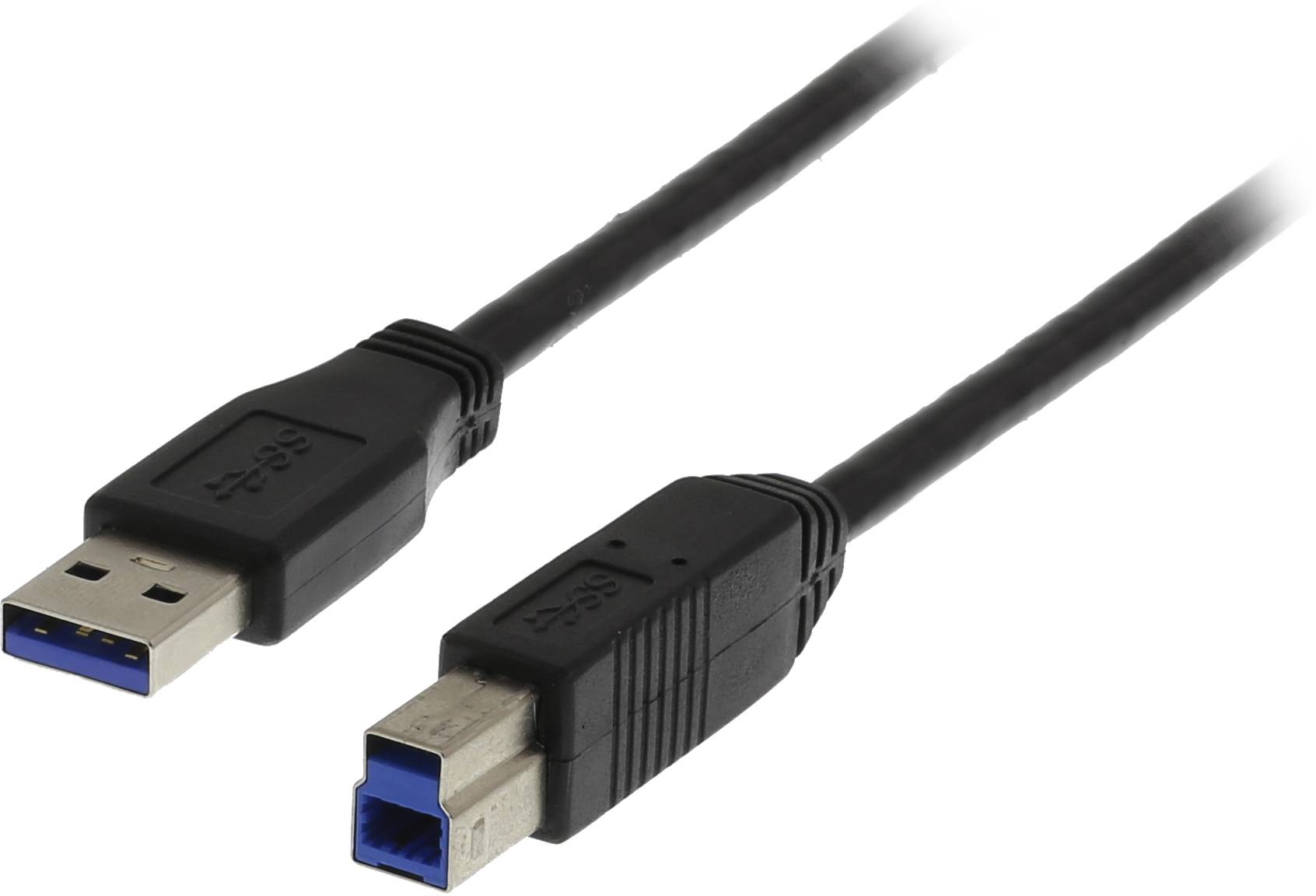 DELTACO USB 3.0 kabel, Typ A hane - Typ B hane, 3m, svart