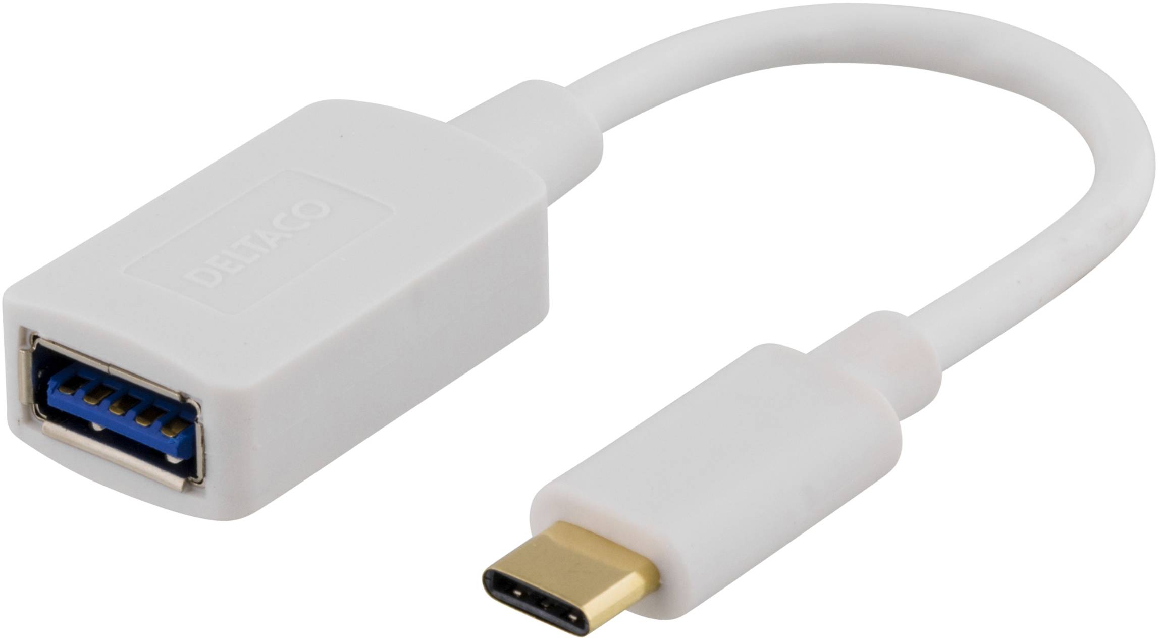 DELTACO USB 3.1 adapter, Gen 1, Typ C hane - Typ A hona, vit