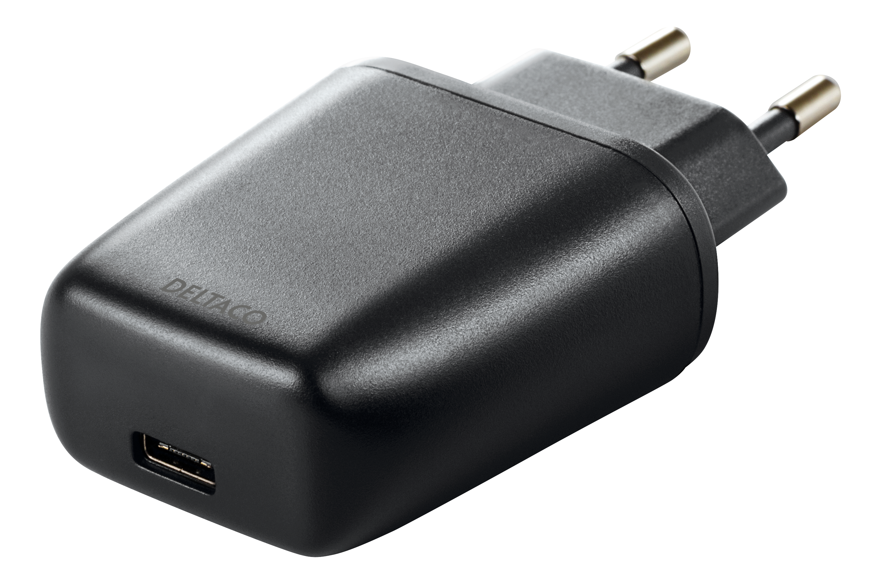 DELTACO Väggladdare 240V till 5V USB, 3A/15W, 1xUSB-C, påse, svart